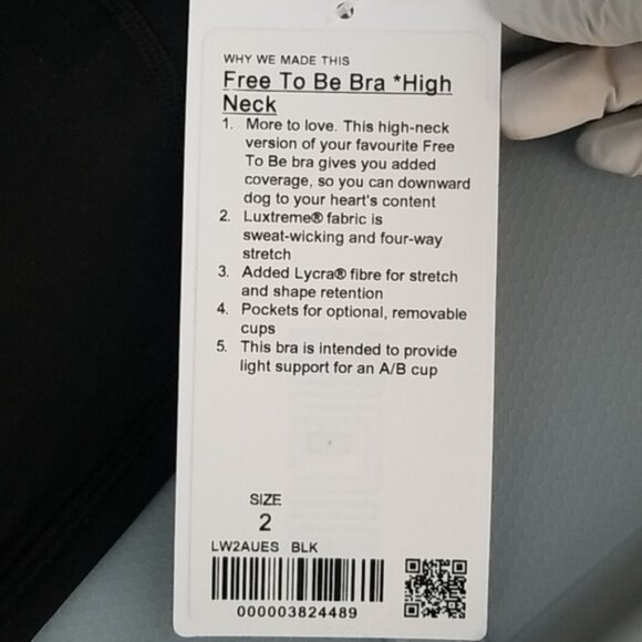 New Lululemon Black Free To Be Hi-Neck Bra *Luxtreme - Picture 3 of 6